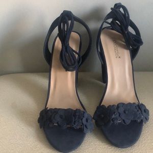 Navy blue lace up rylee heels